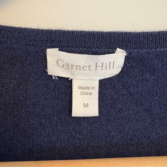 Garnet Hill Blue 100% Cashmere Button Up Cardigan Sweater Size Medium - Picture 3 of 4